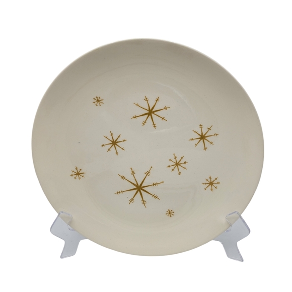 Vintage Royal China STAR GLOW Plate 10" MCM USA Gold Atomic Starburst Ironstone - Picture 7 of 10